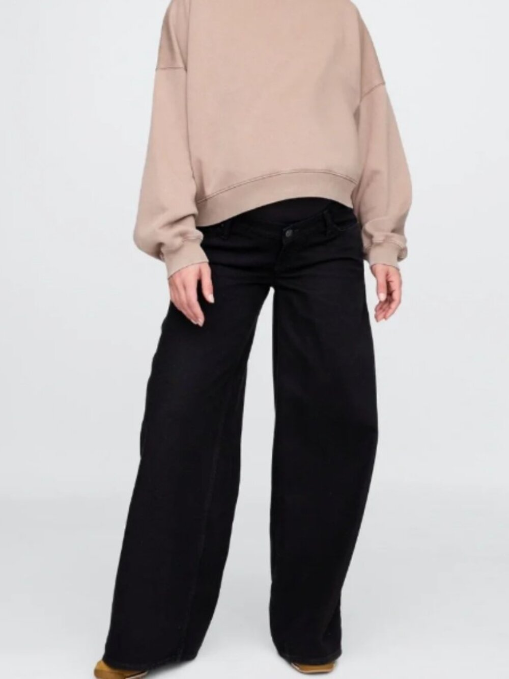 GAP UltraSoft Full Panel Baggy Maternity Jeans Wide Leg Black Size 30/10 NWT $90